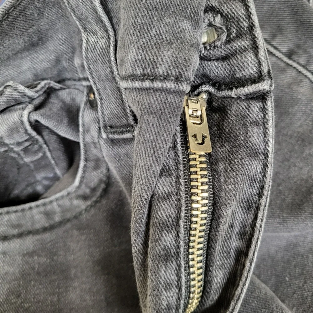 True Religion Men Jeans 33 Gray Denim Ricky Relaxed Straight Logo 25